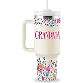 Grandma Gifts Birthday Gifts for Grandma Great Grandmother Gift Ideas Best Grandmother Gift from Granddaughter Grandson for Mothers Day Christmas 40oz Travel Cup Insulated Tumbler with Lid & Straw