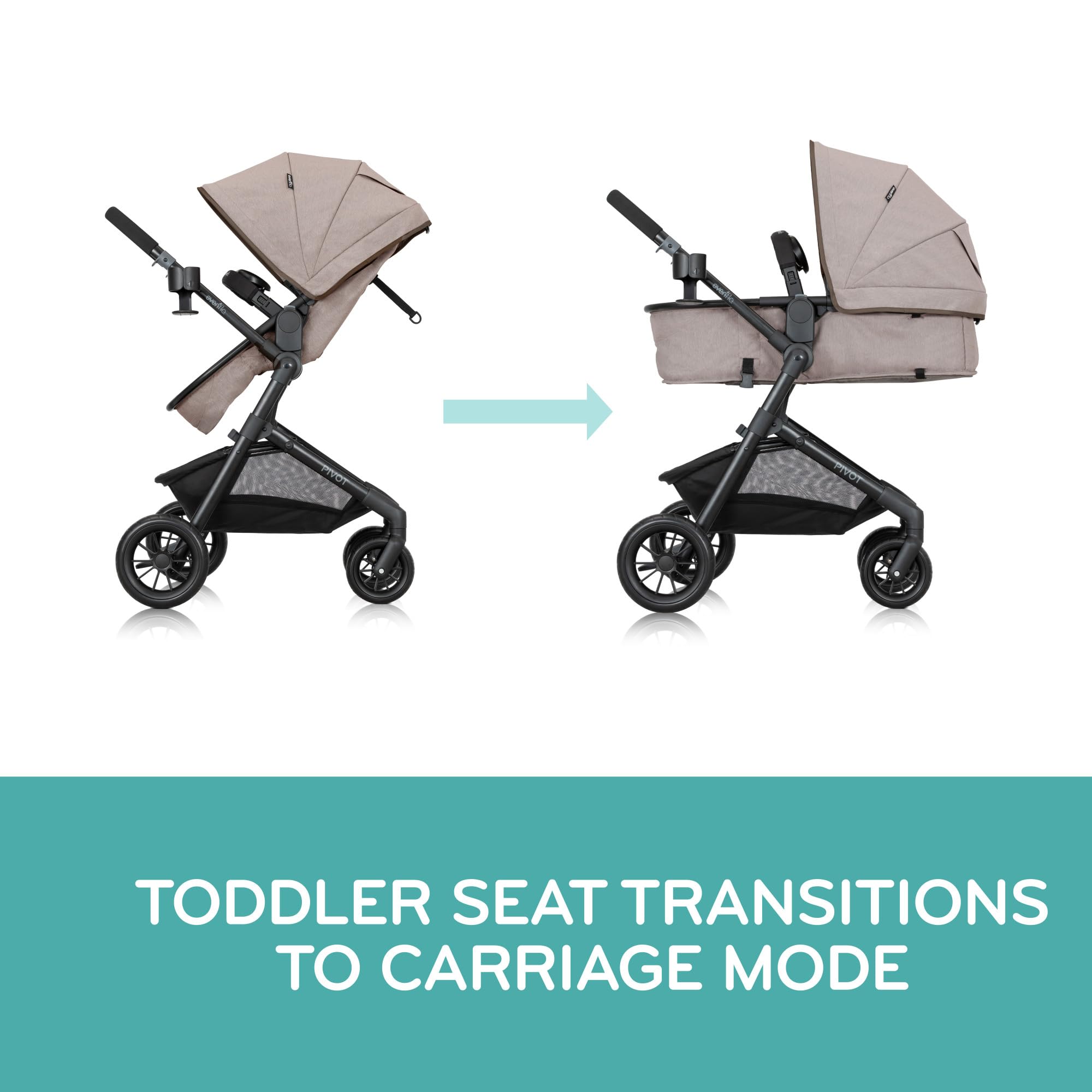 Evenflo Pivot Modular Travel System with LiteMax Infant Car Seat (Desert Tan)
