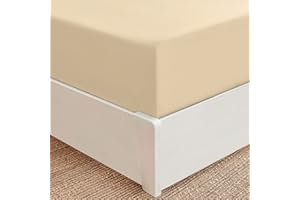 Mellanni Extra Deep Pocket Full Fitted Sheet - Iconic Collection Bedding Sheets with up to 21 inch Deep Pocket - Soft & Cooling - Fade & Stain Resistant - 1 PC (Full, Beige)