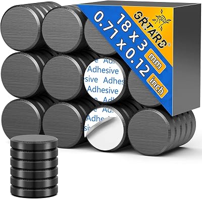 Grtard 20 Pack Ceramic Magnets 0.71 x 0.12 in with Adhesive Backing