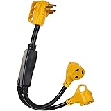 RV Power Adapter Cord-50A Male to (2) 30A Female 2.5 Feet with Handle (CR50302)