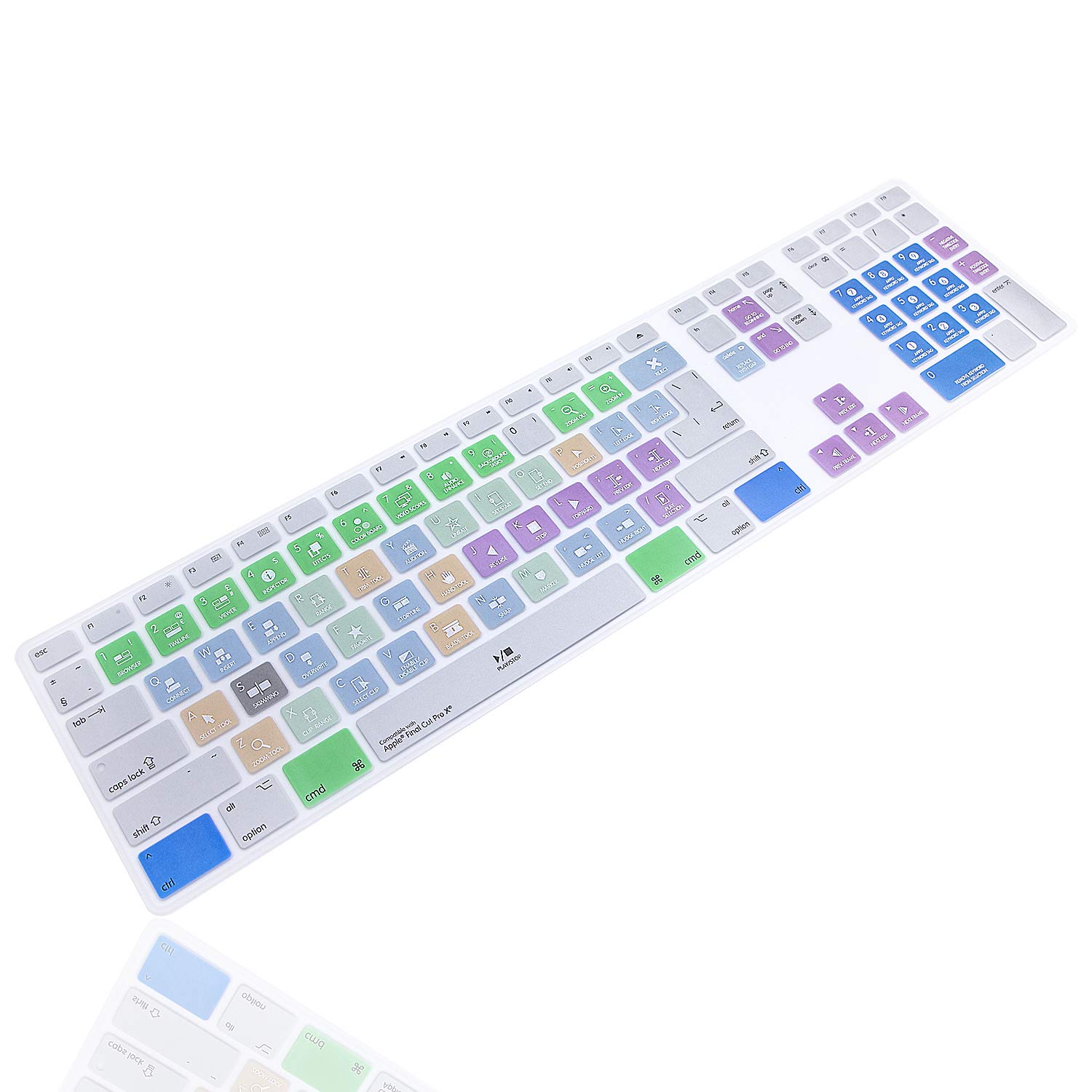 XHLWZR US/EU/UK Final Cut Pro X Shortcuts Hotkey Silicone Keyboard Cover Skin for IMac G6 MB110LL/B MB110LL/A A1243 Keyboard with Numeric Keypad NumberPad(USA and European Version)