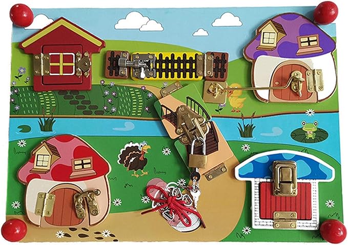 Schlosshaus, Aus Holz, Mit Schlössern, Entsperren Von Toy Cognitive