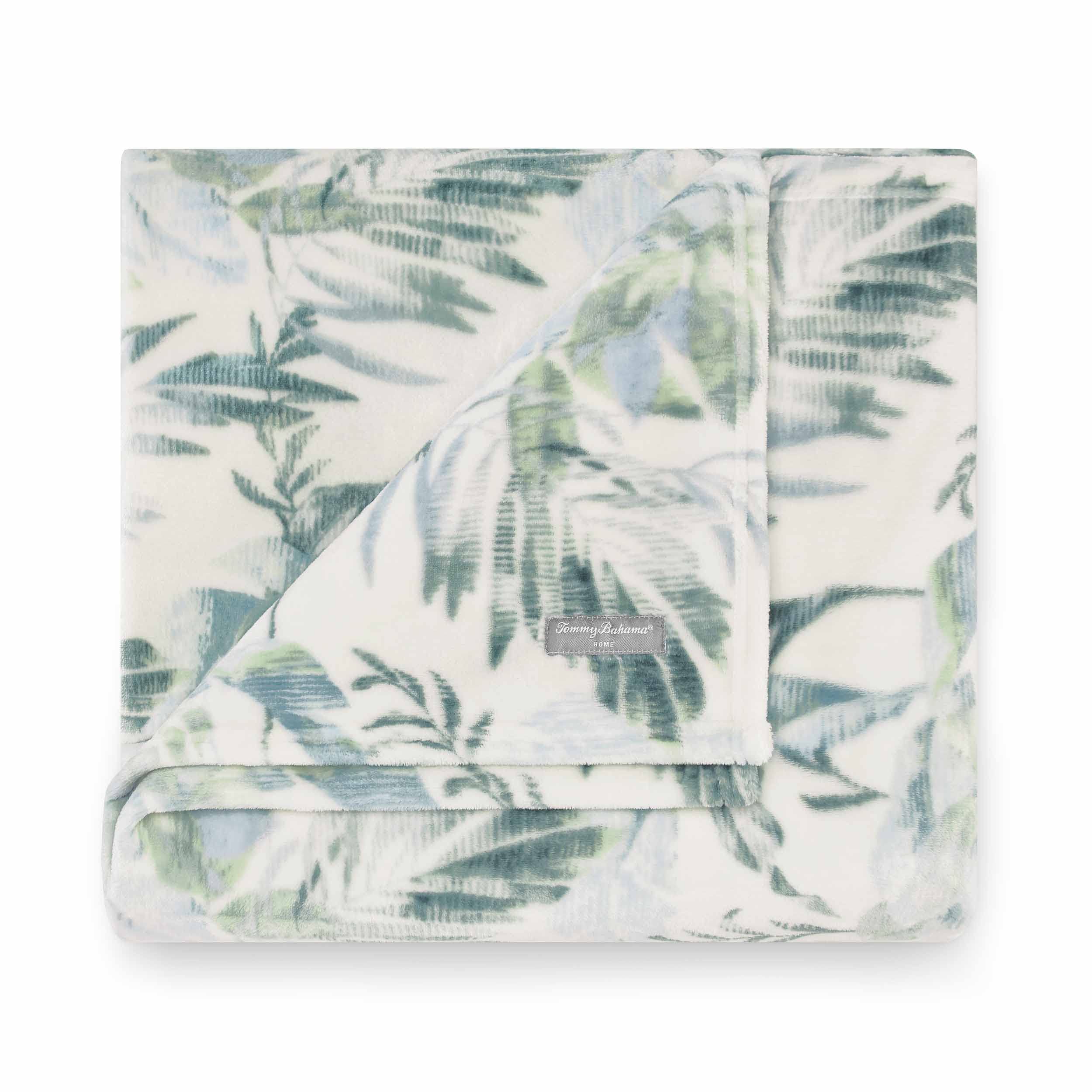 Tommy Bahama - Throw Blanket, Plush Fleece Bedding, Tropical Home Decor for Bed or Couch (Wallpaper Leaves Green, 50" x 70") — image 1