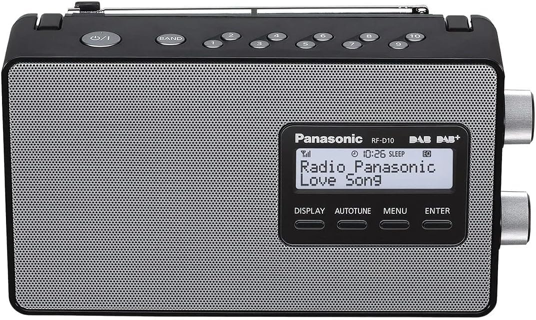 Panasonic RF-D10EB-K Portable DAB+ /DAB/FM Radio - AC/DC with 10Cm Speaker For Clear Sound., Black