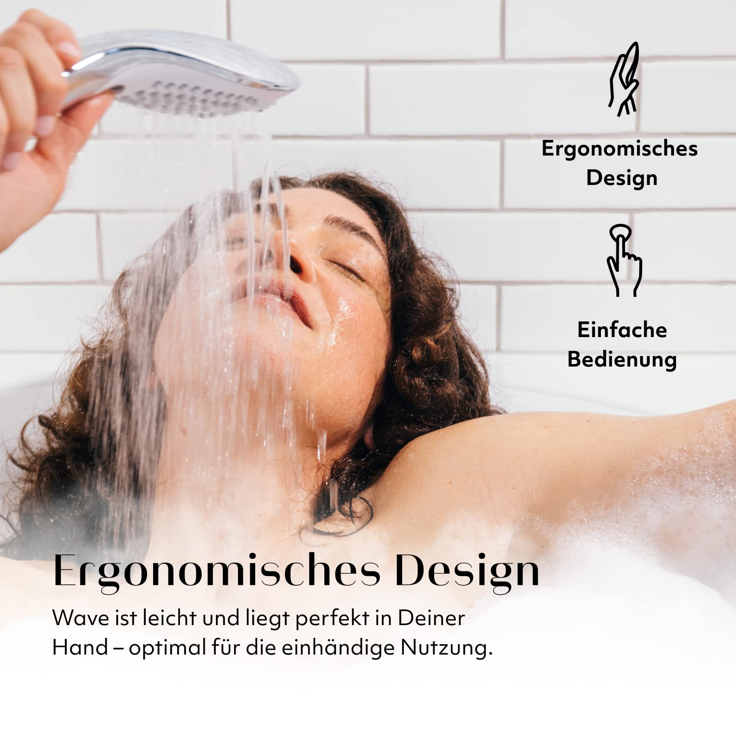 Womanizer Wave 2-in-1 Duschkopf, multifunktionaler, mit Stimulation - Intimmassagegerät mit speziellen Wasserstrahlen - 3 verschiedene Wasserstrahlmuster - chrom 6