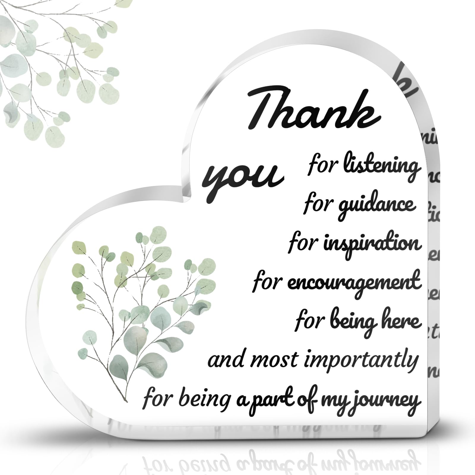 UICCVOKK Thank You Gifts for Women Men, Appreciation Gifts for Teacher, Boss, Coworker, Heart Shape Acrylic Sign Desk Decor