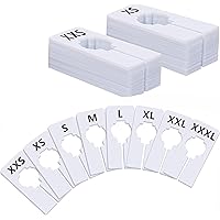 40 Pack Rectangular White Plastic Clothing Size Closet Rack Dividers Hangers, Preprinted in 8 Sizes XXS, XS, S, M, L, XL, XXL