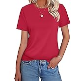 GKBK Womens Short Sleeve Cotton Shirts Crewneck Summer Tops Casual Cute Basic Tee Tshirt Spring Clothes Outfits Trendy