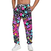 Bornore Men's Jogger Pants 80s Workout Costumes 90s Funny Sweatpants with Pockets Casual Sports Track Pants