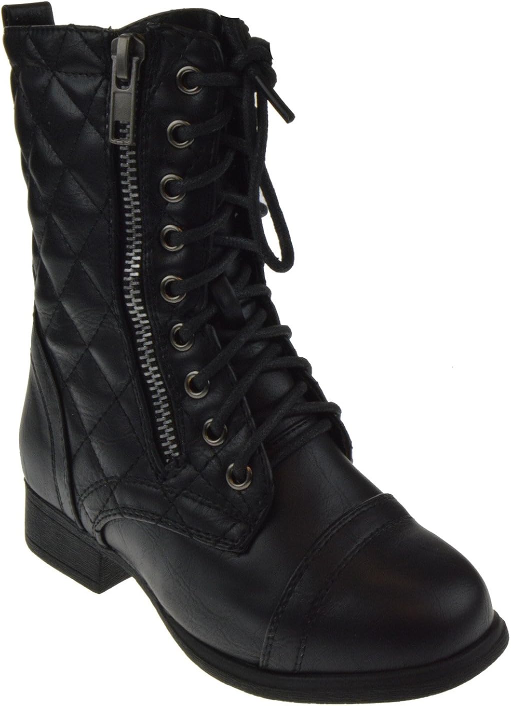girls black combat boots
