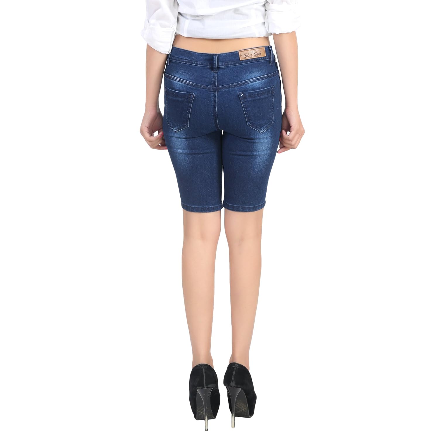 ico blue stor women's slim fit shorts (black_26)