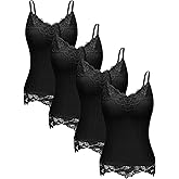 Fourluoo Women's Long Lace Tank Tops lace Camisole Patchwork Tops for Women