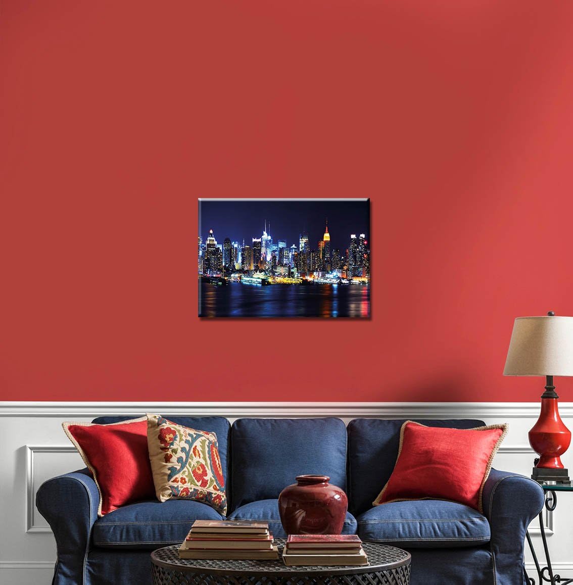 FESTAPRINT LED Lighted Canvas Night view of NewYork City Wall Art Prints Stretched on Frame for Home and Office Decor