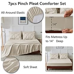 CozyLux California King Comforter Set Oatmeal, 7