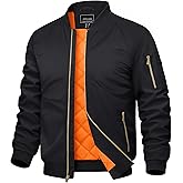 CRYSULLY Men's Jacket Padded Jackets for Men Full Zip Windbreakers Casual Warm Bomber Jacket Fall Winter Outwear Coats