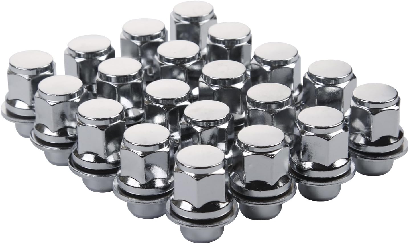 ZY WHEEL Set of 20pcs 12X1.5mm Hex 13/16'' (21mm) Chrome Mag Style Lug Nuts with Washer Closed End for Toyota Lexus Scion Pontiac Factory OEM Mag Seat Wheels: Automotive