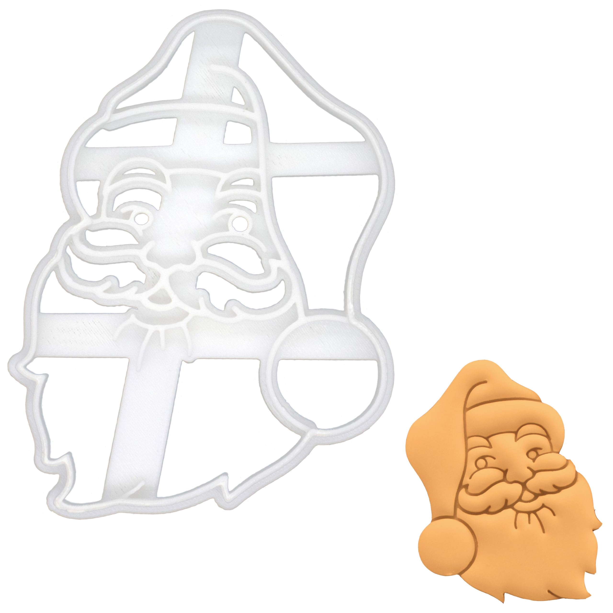 BAKERLOGY Santa Claus Cookie Cutter - Detailed Biscuit Cutter Design for Baking and Crafts, Ideal on Fondant, Dough, Clay