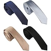 BELLUNO 1.5 inch Super Skinny Ties for Men, Solid Slim Retro Ties, Basic Colors Ultra Thin Ties, Pack of 4 or 2