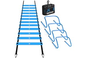 SMTPDT Speed and Agility Training Equipment: 5 Adjustable Agility Hurdles. 20ft Agility Ladder, Soccer Training Equipment Set