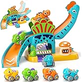 Lehoo Castle Toys for 1 Year Old Boys, Dinosaur Slide with 4 Mini Push Cars for Baby 12-18 Months, Infant Play Vehicle Set, Educational Learning First 1st Birthday Gifts for Kids, Girls, Toddlers 1-3