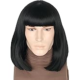 LeMarnia Unisex Black Short Bangs Bob Realistic Wig Halloween Costume Cosplay Funny Wig