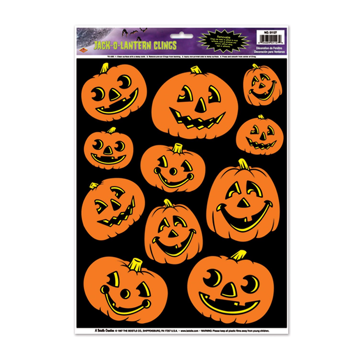 Photo 1 of Jack-O-Lantern Clings Party Accessory (1 count) (11/Sh)