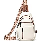 WILLSOLUNA Anti-theft Sling Bag for Women, Crossbody Chest Bags, PU Leather Small Fanny Pack with Adjustable Strap, White