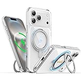Niunisi for iPhone 17 Pro Max Case 6.9-Inch with Magnetic 360° Ring Stand Compatible with MagSafe Crystal Clear Shockproof Protective Phone Cover 6.9" 2025, Clear