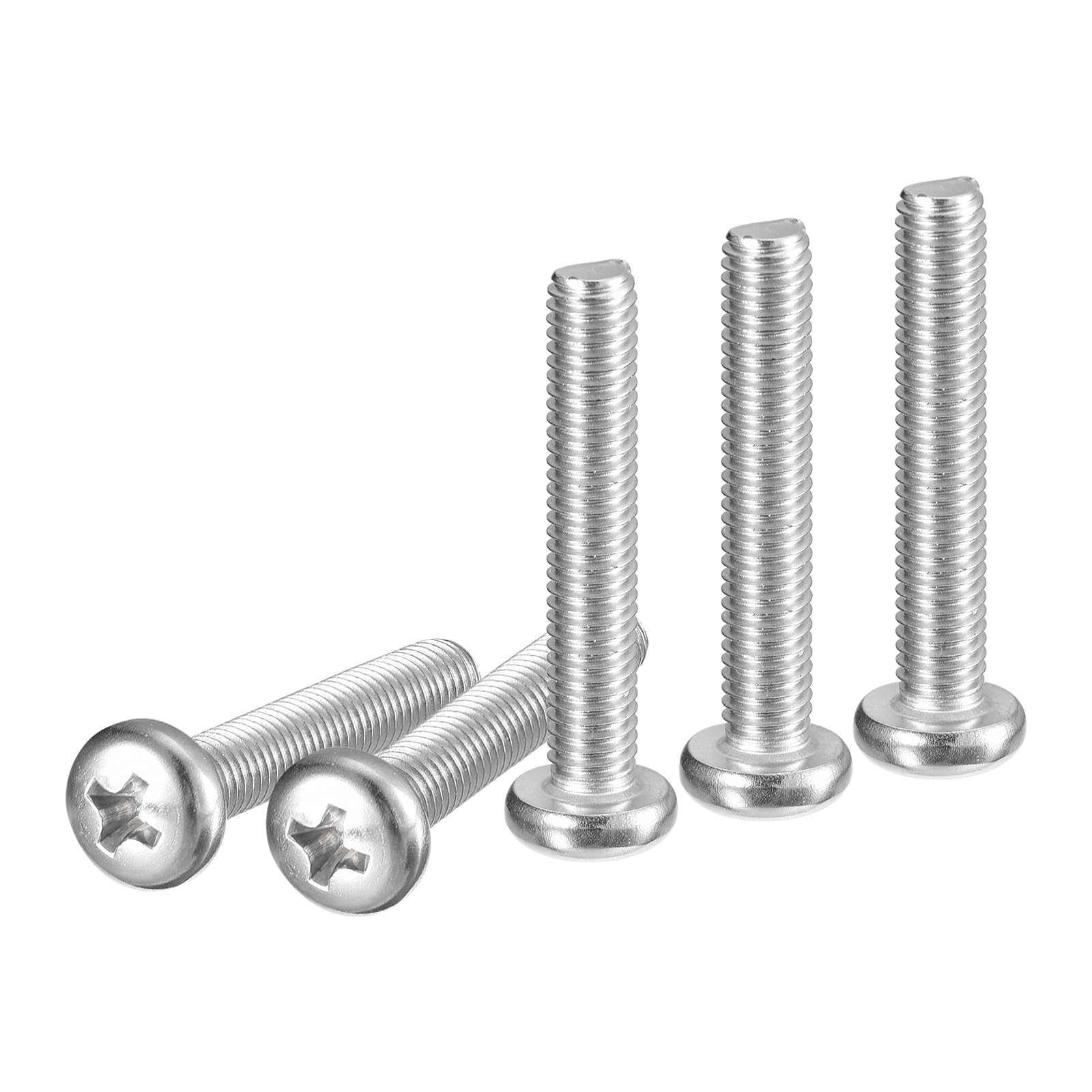 DTGN M5x30mm Pan Head Machine Screws, 50Pcs 304 Stainless Steel, Phillips Drive, Metric Coarse Full Thread, Bright Finish, Screws Bolts Kit