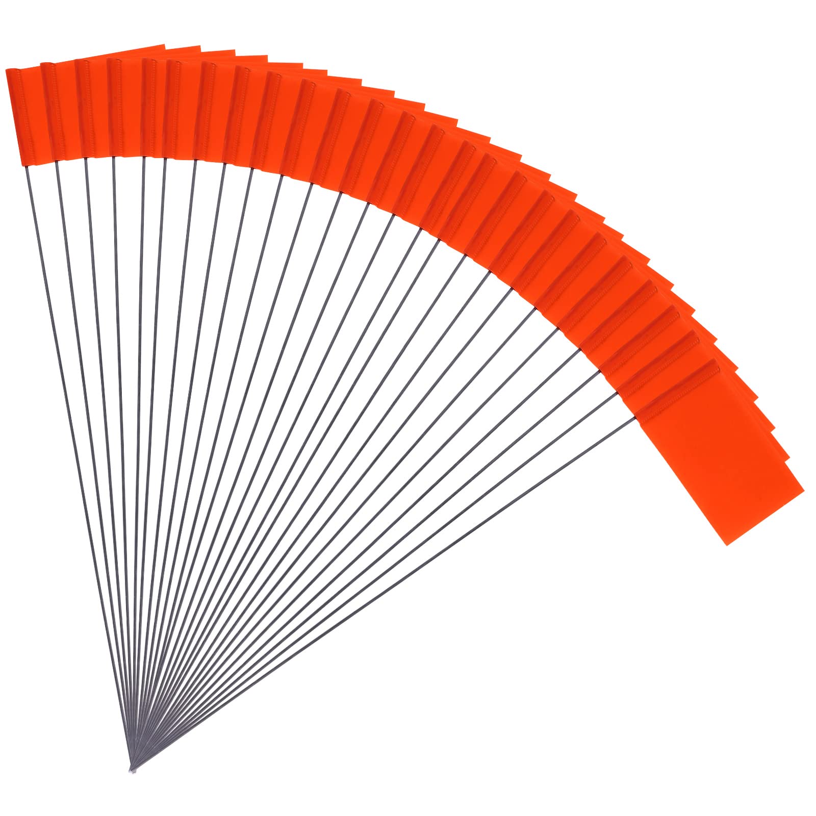 50pcs 2x3" Marking Flags with Steel Pole Vinyl Stake Flags Markers Lawn Flags for Yard Industrial Underground Utilities Sprinkler Sewers Landscaping Surveying Pet Boundary (Orange)