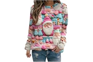 Elegteave Christmas Sweatshirt for Women Xmas Theme Funny Crewneck Sweater Tops Ugly Merry Holiday Long Sleeve Sweatshirts