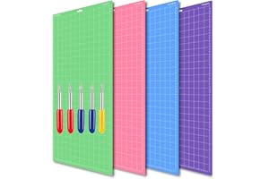 EVISWIY 4PCS 12x24 Mats Compitable with Maker 3/Maker Explore Air 2/Air/One with Blades StandardGrip/LightGrip/StrongGrip/FrabricGrip Multiple Green Blue Purple Pink Cricket Long Large Cutting Mats