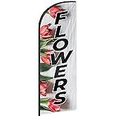 Flowers Feather Flag for Business Advertising 6 FT Swooper Flag for Storefronts Retailers Shops Food Trucks Events and Fairs (Flagpole Not Included)