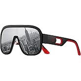 Bevi Sunglasses Polarized UV Protection with Flexible Lightweight Frame Oversize Shield Sunglasses for Men Women