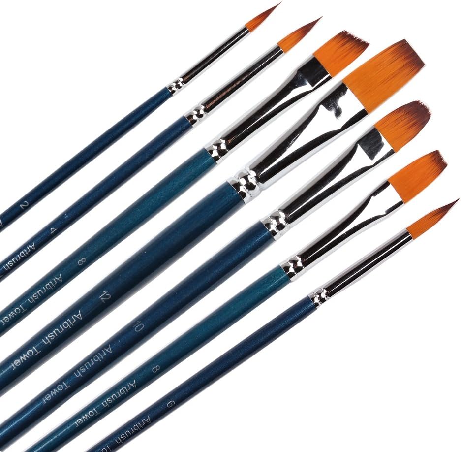 Artist Gouache Paint Brushes, Long Handle Painting Brush Set for Watercolor, Acrylic, Oil Painting, 7 Piece