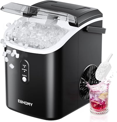 EUHOMY Nugget Ice Maker Chewable Ice Machine 6 Mins Self-Cleaning Quiet