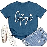 ALLTB Gigi Shirts Women Gigi Heart Graphic Tshirts Cute Grandma Shirt Nana Gifts Tops Casual Holiday Short Sleeve Tee