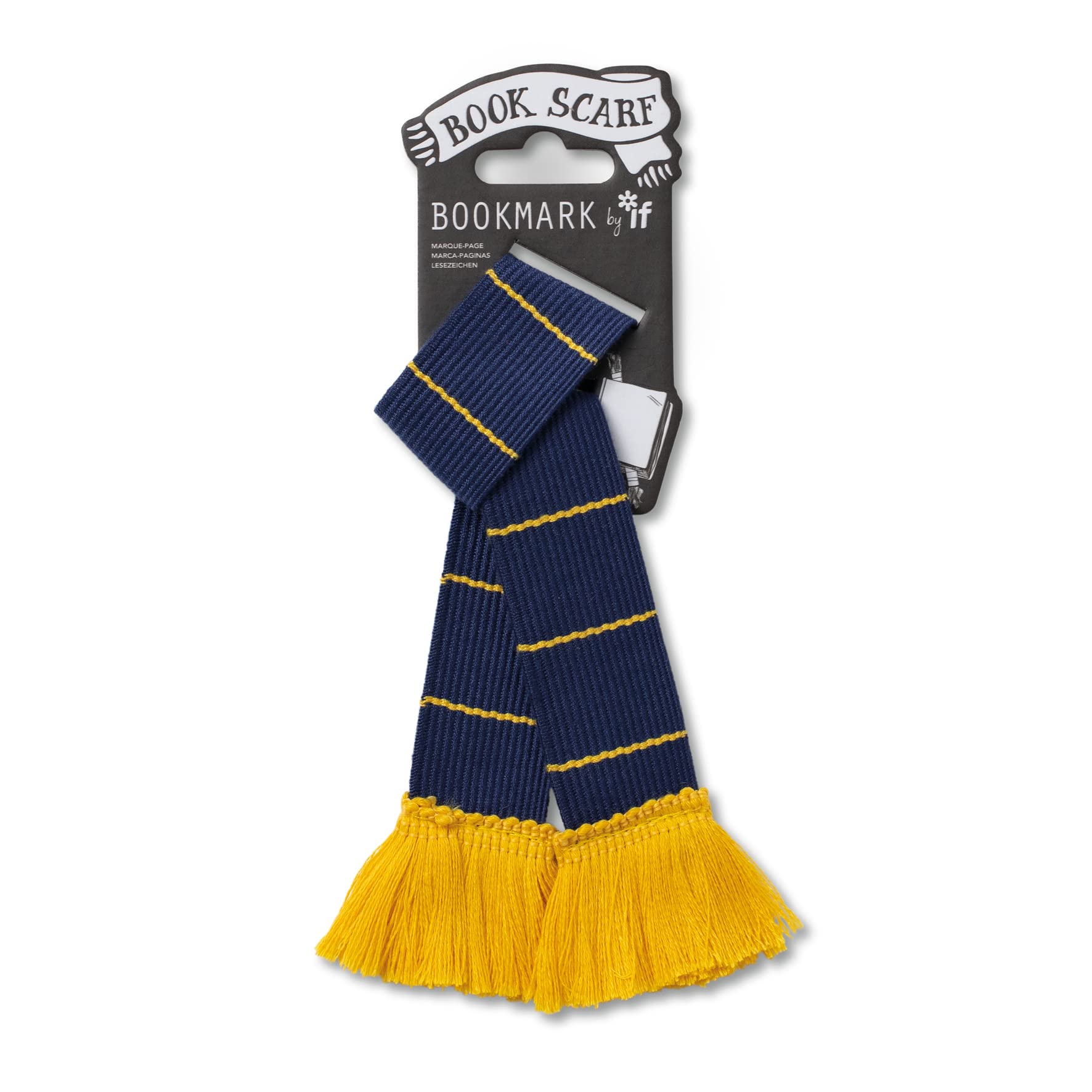 Book Scarf Bookmark - Navy & Yellow