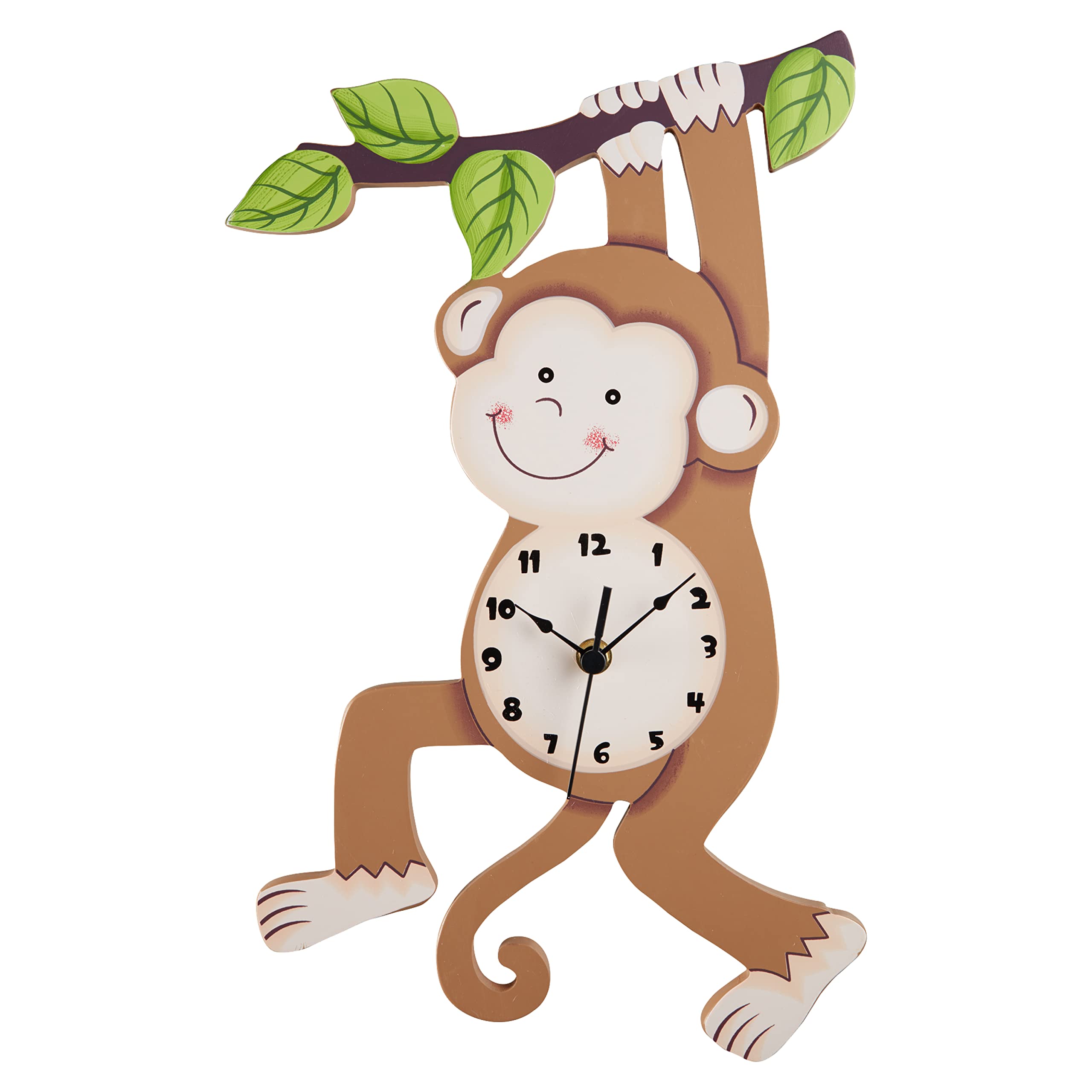 Fantasy Fields Sunny Safari Monkey Wall Clock for Kids with Easy-to-Read Numbers and Silent Movement
