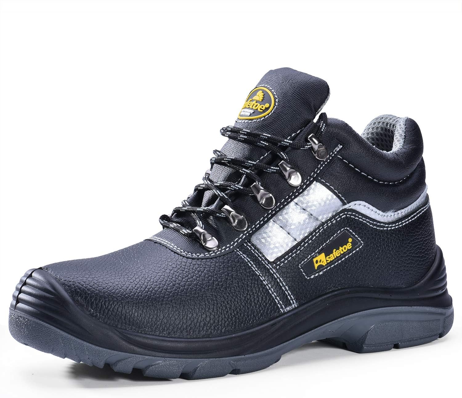 SAFEYEAR Chaussure De Securité Homme Et Femme Sans Lacet, M-8025NB Basket De Securite Montante Legere Et Confortable, Botte De Sécurité Travail De Haute Chantier, S3 Embout Composite & Plaque