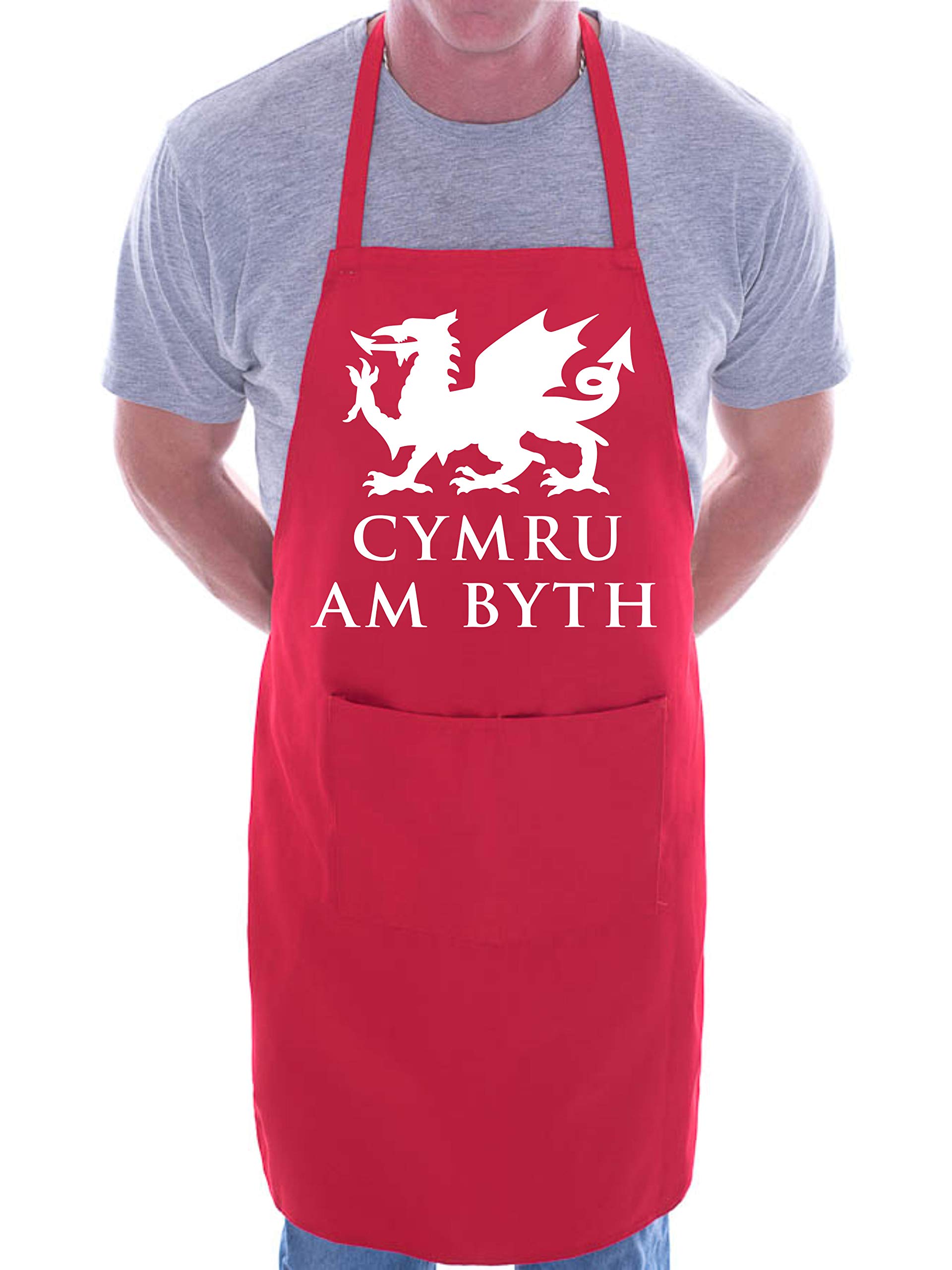 Print4U Cymru Am Byth Welsh Dragon BBQ Novelty Cooking Apron Red