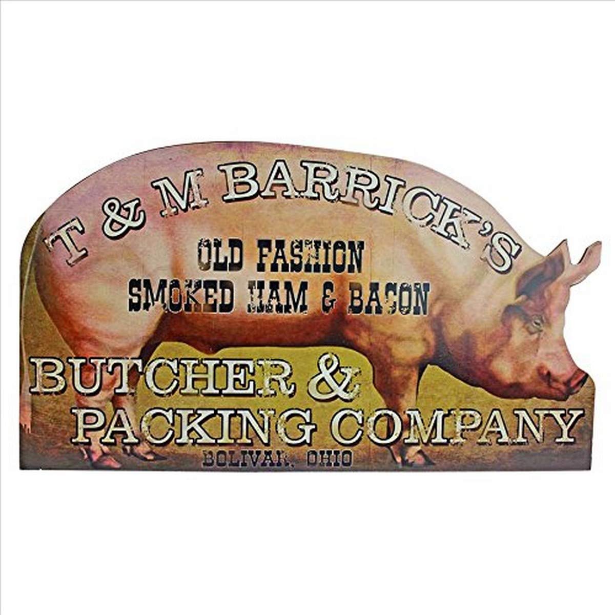 Design Toscano Ham and Bacon Retro Advertising Pig Sign