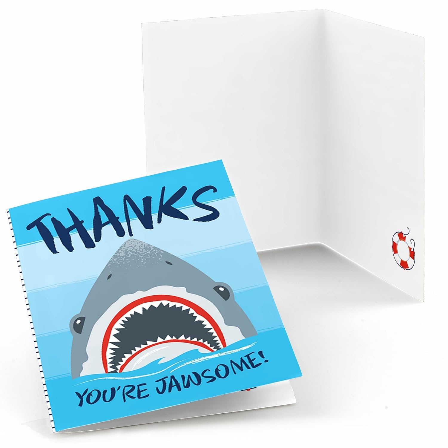 Big Dot of Happiness Shark Zone - Jawsome Shark Party or Birthday Party Thank You Cards (8 Count)