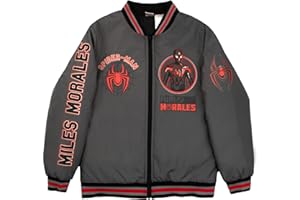 Marvel Superheroes Boy's Bomber Jacket - Spider-Man, Miles Morales, Black Panther, Ghost-Spider, Venom Bomber Jacket for Kids