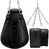 RDX 1.5FT Tear-Shaped Boxing Maize Bag with Chain &amp; Gloves &ndash; Slip Bag for Uppercut, Hook, Reflex, Precision, Footwork &amp; Punch Training &ndash; Hanging Slip Ball for MMA, Boxing, Muay Thai &amp; Kickboxing