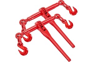 VEVOR 9215LBS 3/8" – 1/2" Ratchet Binders 9,215 LBS Secure Working Load, G70 Hooks and Adjustable Length, for Grade 70-80 Chains, Tie Down, Hauling, Towing, 2-Pack, Red