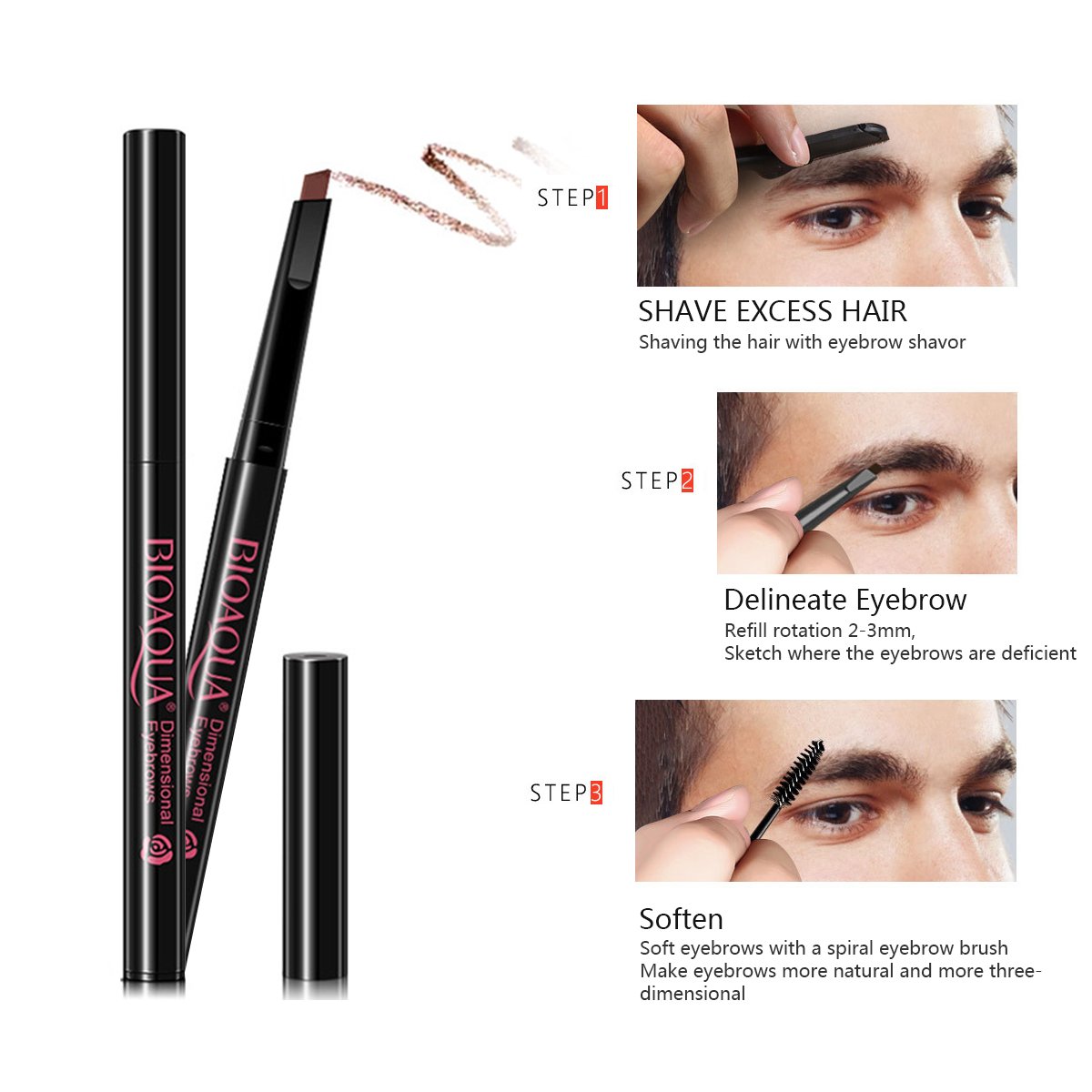 Eyebrow Kit MIBLUE Pencil Eyebrow Razor Set Brush Eyebrow Tweezers Eyebrow Comb Eyebrow Scissors Eyelash Tools for Men and Women (Brown Pencil): Beauty