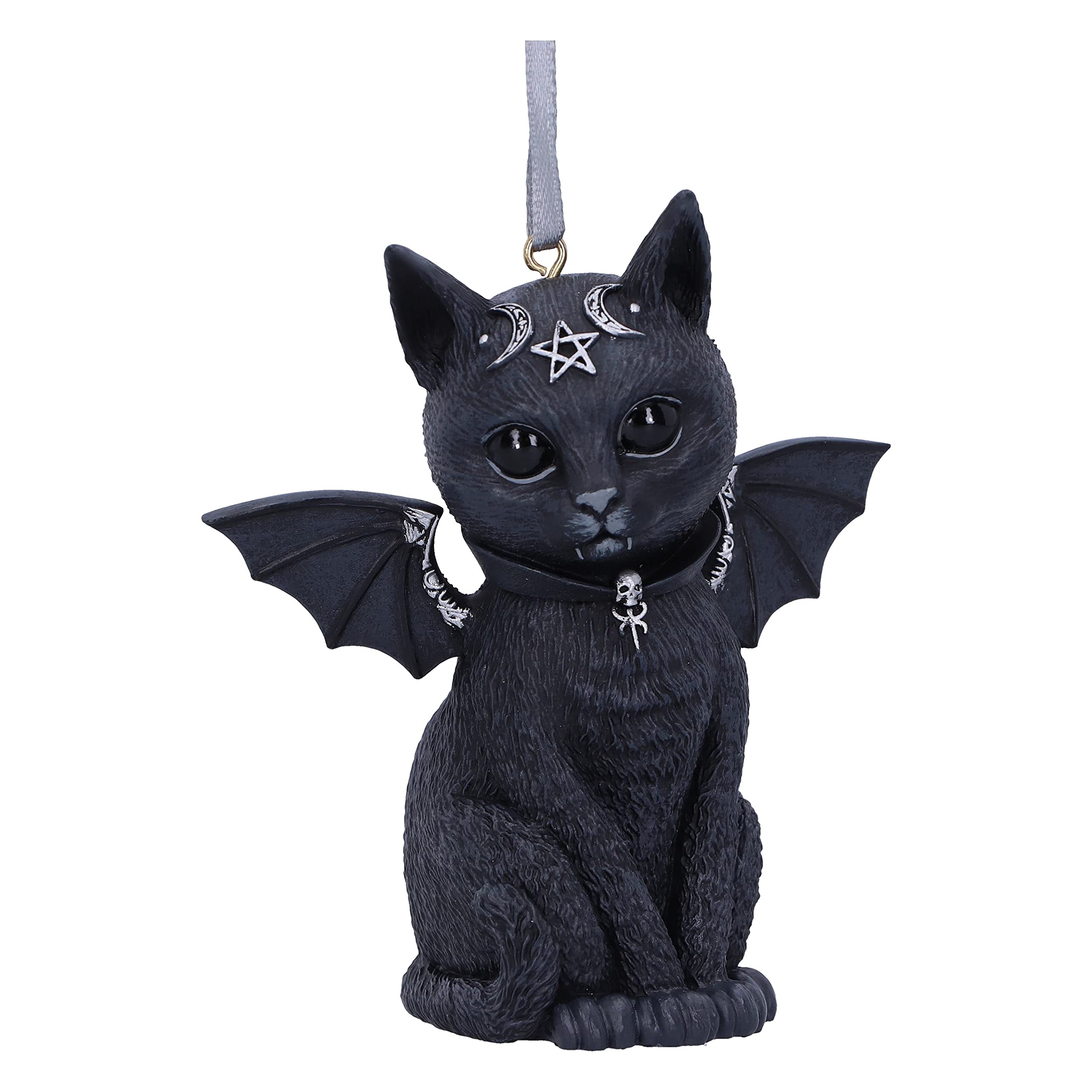 Nemesis Now Cult Cuties Malpuss Hanging Ornament 9.2cm, Resin, Black, Malpuss Winged Occult Cat Hanging Ornament, Bat Cat, Cast in the Finest Resin, Carefully Hand-Painted