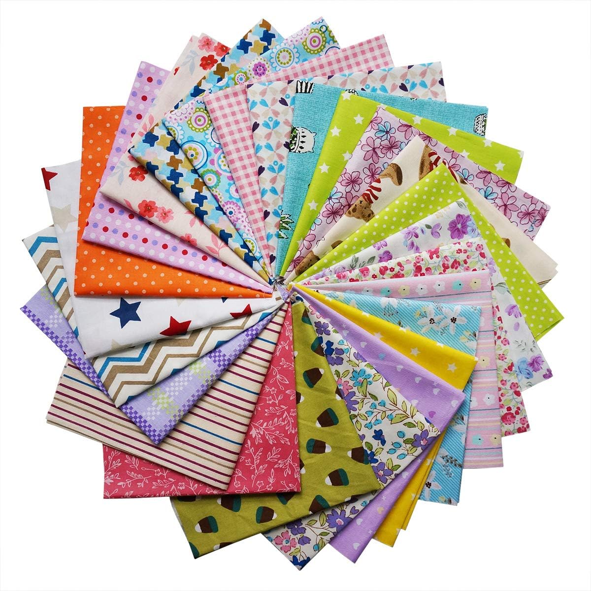 25PCS Cotton Fabric Bundle Squares Patchwork Material for Sewing